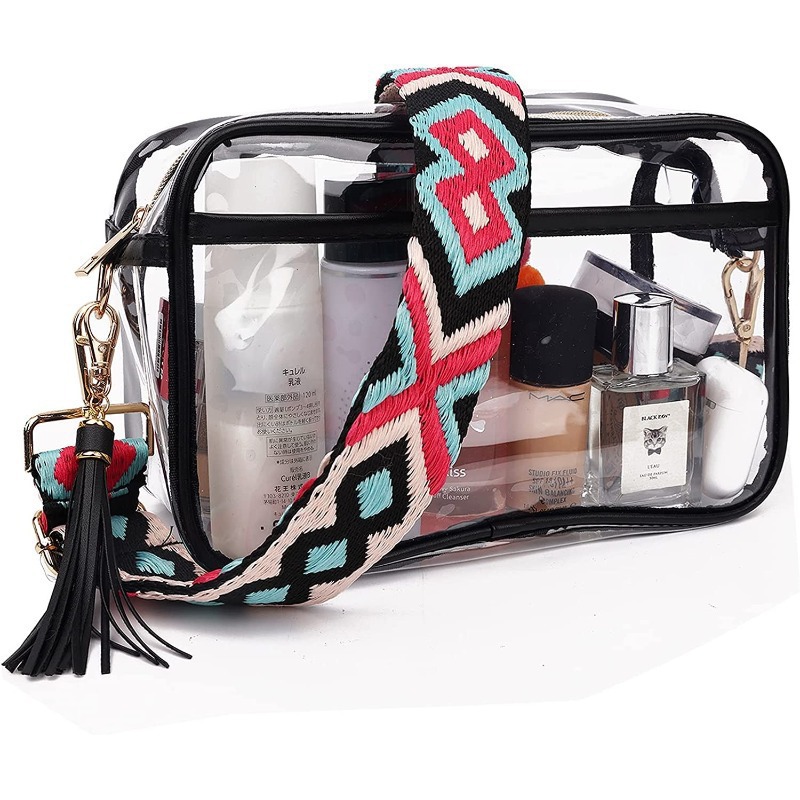 Amazon transparent bag Stadium guitar strap transparent crossbody bag is suitable for sports event transparent bags full figure