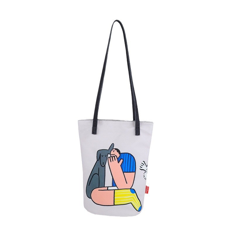 Crossbody bag, double washed multi-layer shoulder bag, casual bento bag, fashionable and artistic single-shoulder bag, Korean cartoon single-shoulder bag Item Picture