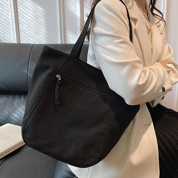 A new large-capacity fashionable tote bag in a solid color, simple and versatile single-shoulder bag, a college student commuting bag for classes, and a bestseller for women Specification drawing