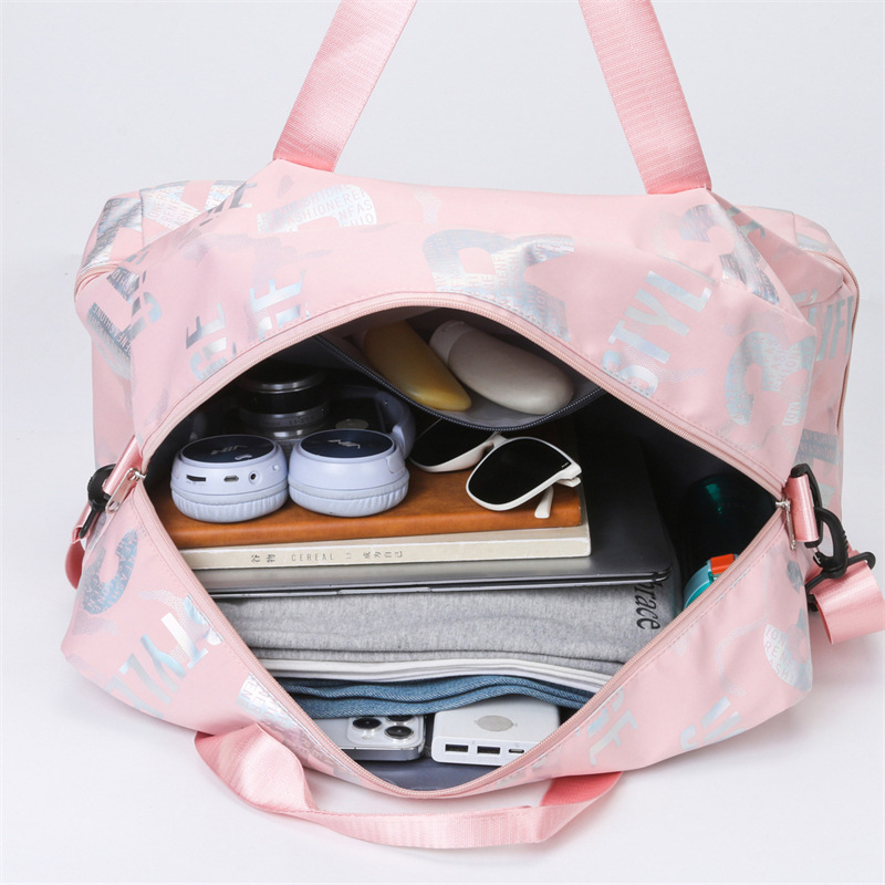 A large-capacity hand-held luggage bag with dry and wet separation, a sports and fitness bag that can be pulled with a handle, and a lightweight short-distance travel bag Specification drawing