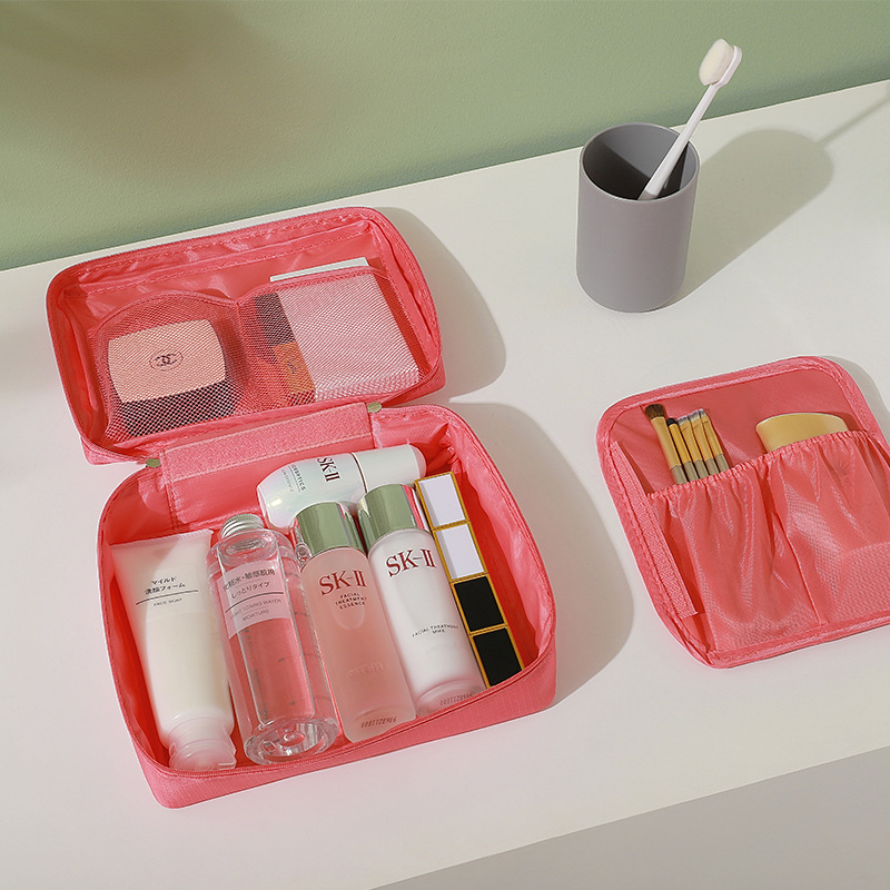 Thickened cosmetic bag, portable travel storage bag, hand-held double-layer women's travel bag, men's travel toiletry bag details Picture