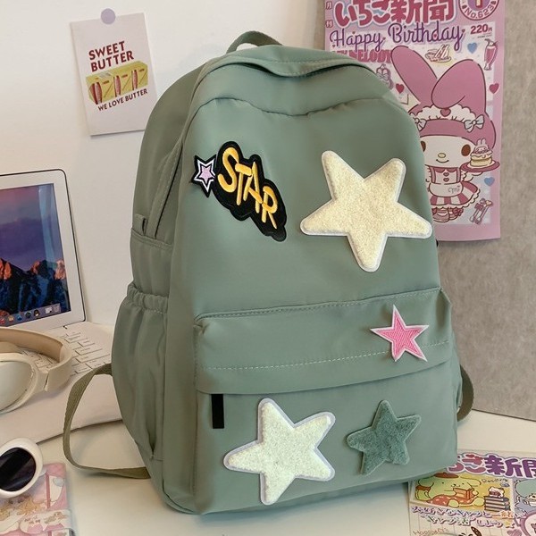 New casual backpack for junior high school students, large-capacity Korean-style schoolbag, fashionable and cute star academy style backpack Application Scenario