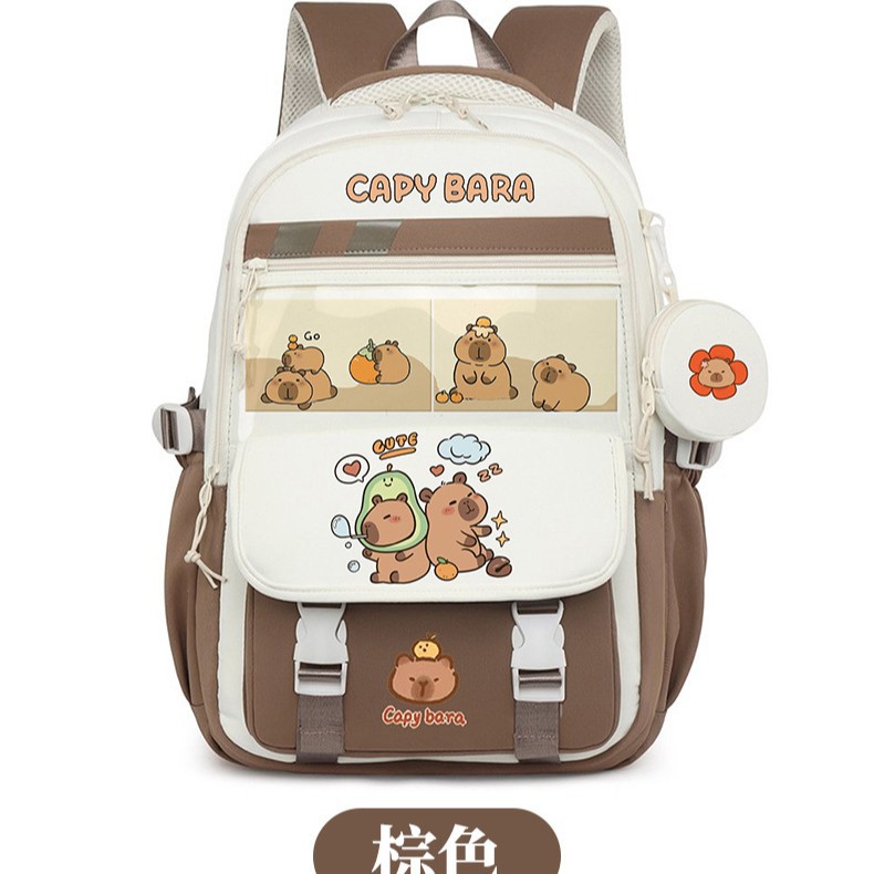 Primary school students' schoolbags, cartoon capybaras, 4-6 grade backpacks, large-capacity load-reducing backpacks, pain bags for junior and senior high school students Specification drawing