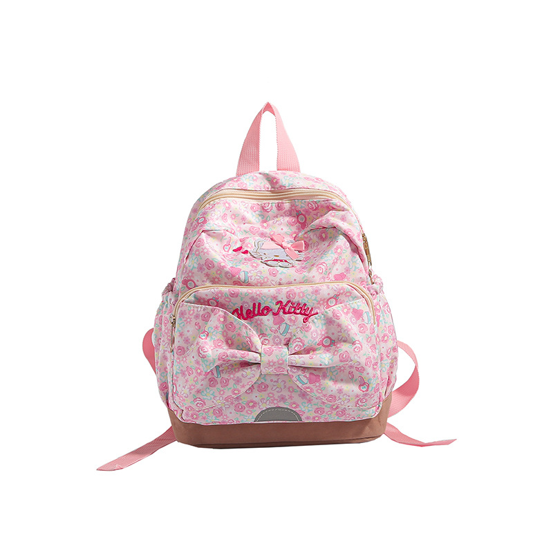 A sweet and cute large-capacity backpack with floral prints for cross-border girls. A cartoon backpack for junior high school and primary school students Item Picture