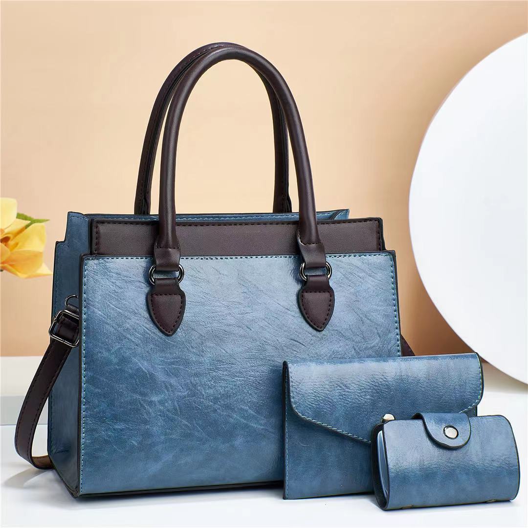 High-end handbag 2023 new style fashionable mother and child bag, three-piece set, single-shoulder bag, large capacity, elegant and retro women's bag Specification drawing