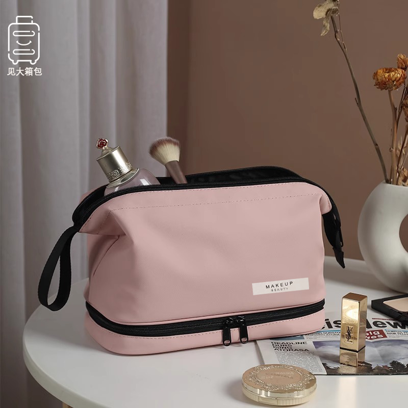 Double-layer cloud makeup bag with dry and wet separation, men's travel large-capacity storage bag, portable waterproof toiletry bag full figure