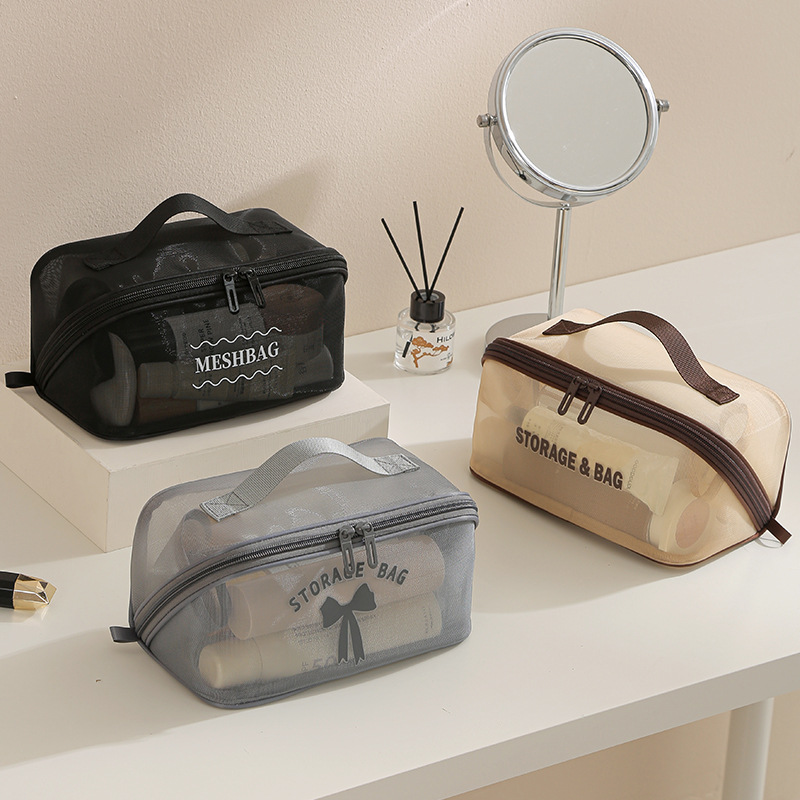High-end mesh large-capacity pillow bag, toiletry bag, storage, water-resistant, sailor carry, high appearance level, simple toiletry bag full figure