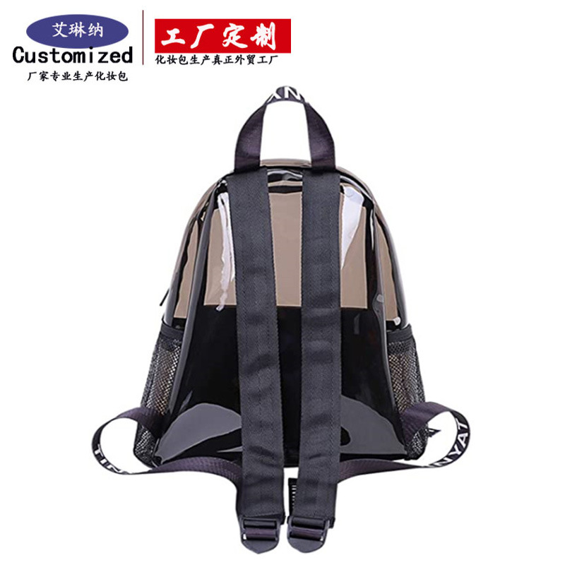 Cross-border PVC grey transparent backpacks, study and work bags, concert and sports travel bags, processing and customization Specification drawing