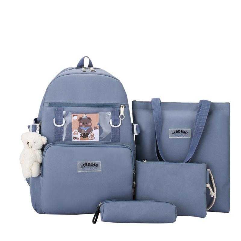 Wholesale of a new Japanese-style schoolbag with a cute and versatile campus style, a trendy four-piece backpack for primary school students Item Picture