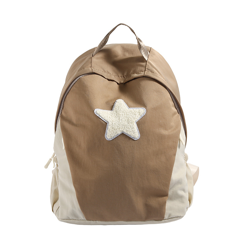 Large-capacity backpack, lightweight and versatile, casual color-blocking backpack, fresh and cute star-shaped backpack, student backpack Item Picture