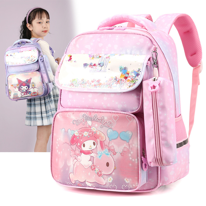 Cute schoolbag for girls, large-capacity, multi-compartment, lightweight backpack for students in grades one, two to four full figure