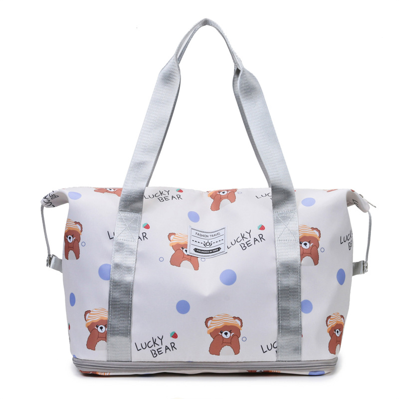 Large-capacity ladies' hand-held travel bag, fitness short-distance luggage bag, dry and wet separation, telescopic handle, maternity storage bag Item Picture