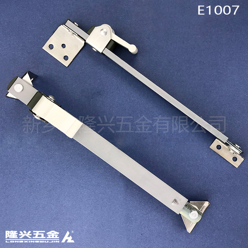 Longxing Aluminum compresses European-style pull-out wind braces, plastic steel limiters with adjustable angles, fire-resistant window exterior wind arresters details Picture
