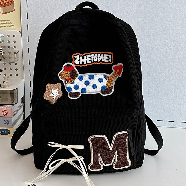 New autumn and winter 2024 Cute cartoon dog student backpack with large capacity and sweet bow for girls details Picture
