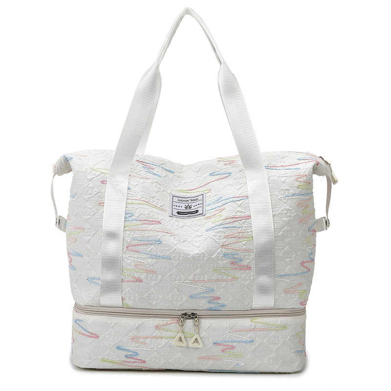 New cross-border travel bag with a telescopic handle, large-capacity dry and wet separation luggage storage bag, sports yoga and fitness bag Item Picture
