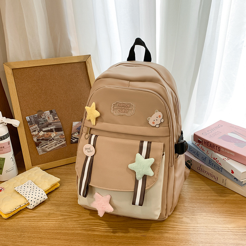 Korean-style backpack, large-capacity, simple, lightweight and casual backpack for junior and senior high school students, Japanese-style backpack for reducing burden and protecting the spine details Picture