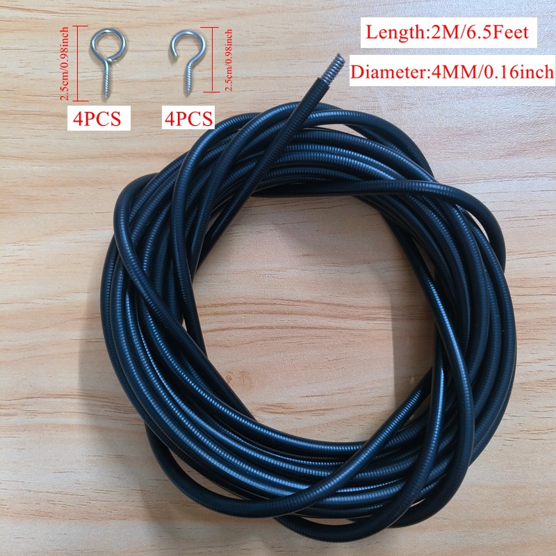 Black spring rope, 2-meter sheep eye ring, 4 question mark hooks, 4 sets of curtain accessories Specification drawing