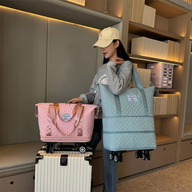 Universal wheel expansion travel bag, lightweight hand-held luggage bag, maternity bag, dry-wet separation, large-capacity fitness yoga bag Specification drawing