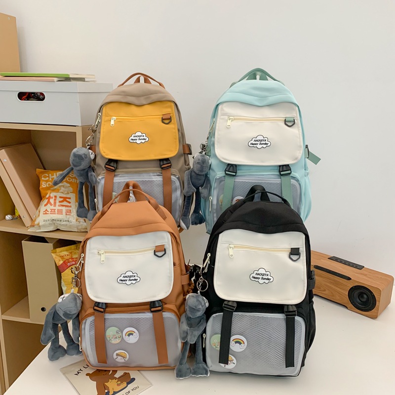 Cross-border schoolbags for girls, primary and secondary school students, Japanese-style high school and junior high school large-capacity female backpacks, Korean-style color-blocking backpacks full figure