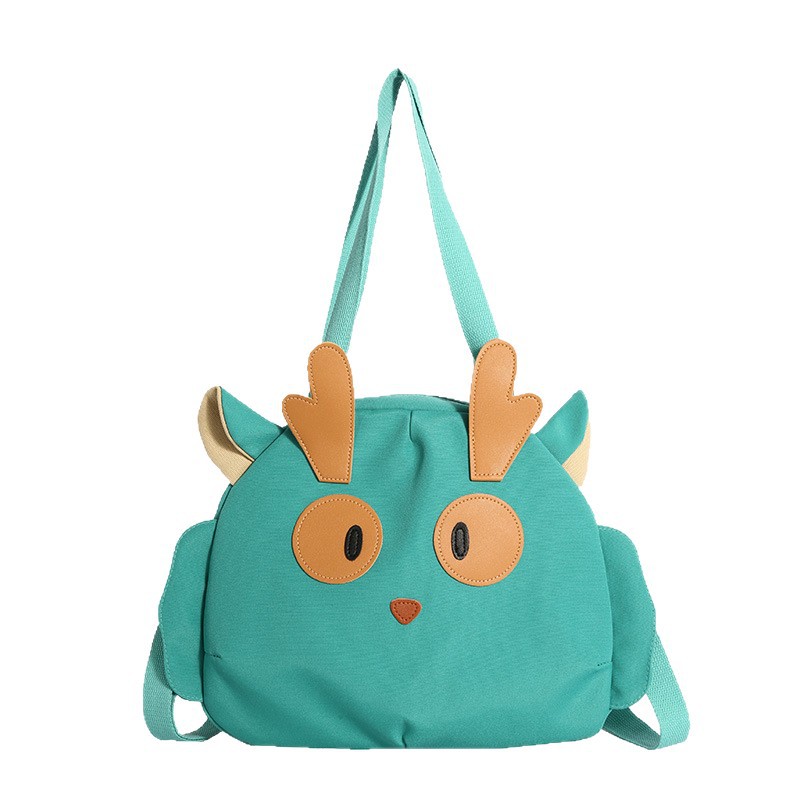 Cartoon large bag, funny cat for girls, large-capacity canvas bag for girls, niche design, single-shoulder crossbody bag for middle school students Item Picture