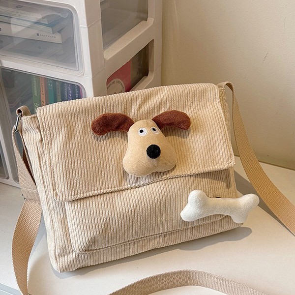 New high-end Korean-style Instagram phone bag, new cartoon bone puppy corduroy niche and versatile crossbody bag details Picture