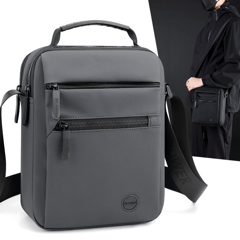 wepower's new men's casual single-shoulder crossbody bag, water-resistant leather film men's bag, large-capacity official document postman bag full figure