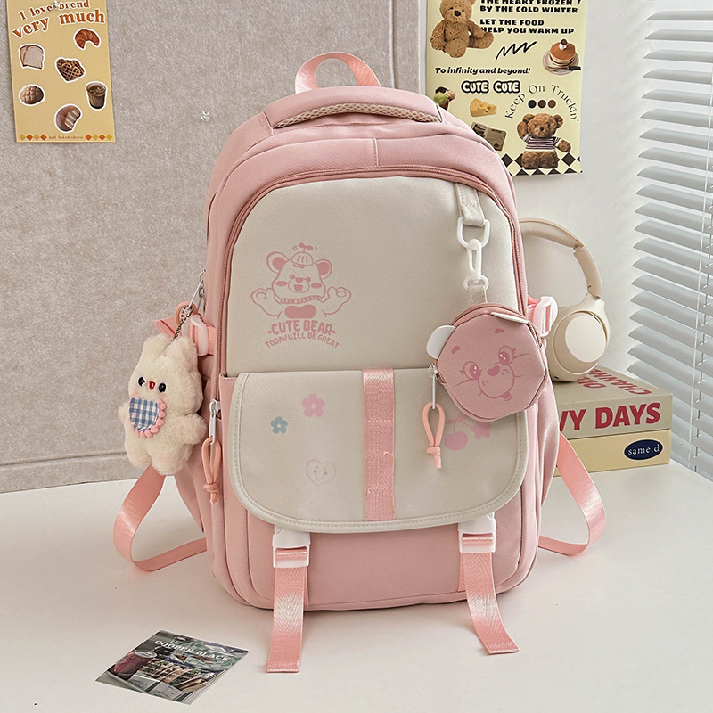 Student schoolbag in ins style, backrest, fresh and clean, junior and senior high school backpack, durable travel backrest, campus color-blocking backpack Application Scenario
