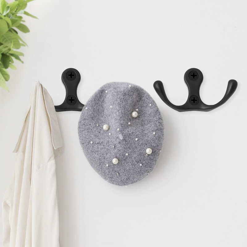 Cross-border zinc alloy horn hooks, perforated bathroom and kitchen hooks, door rear coat and hat hooks, single hooks, strong storage hooks details Picture