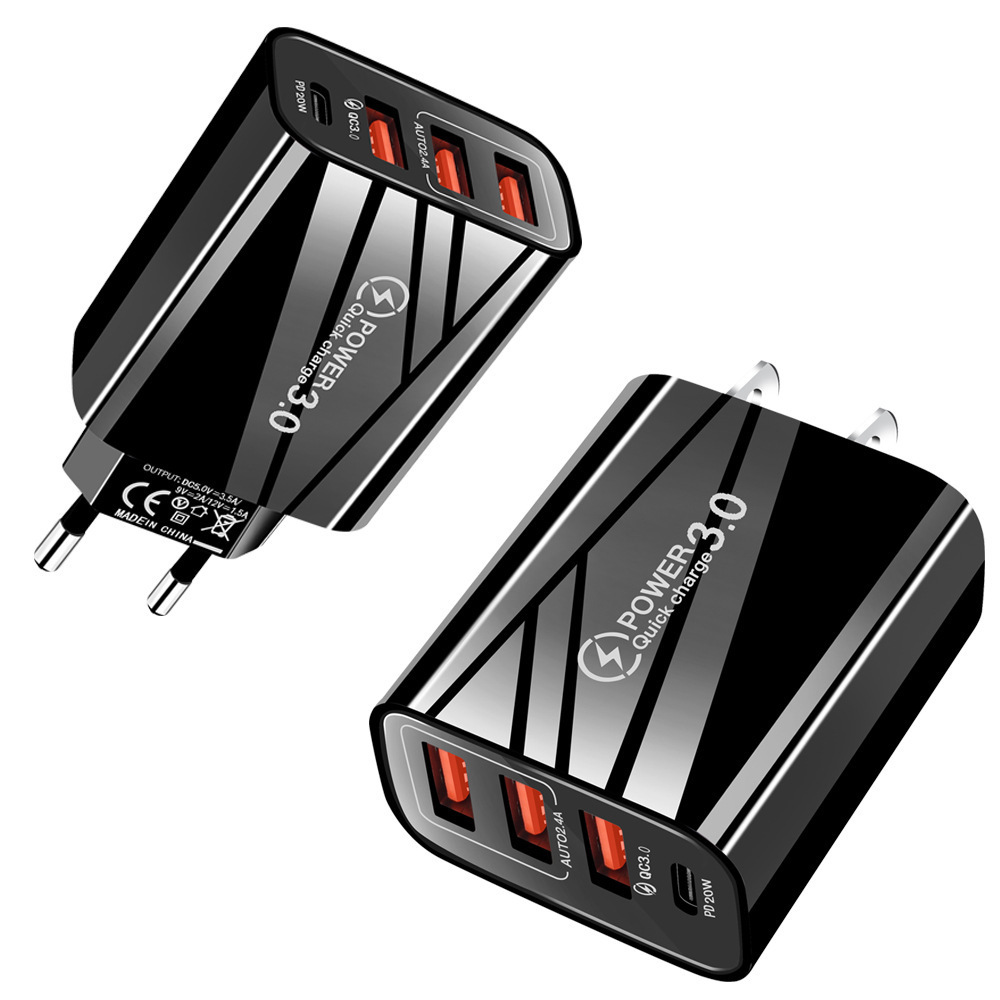 Multi-port usb+ Type-C charger multi-functional charging head, suitable for Apple, Android and Huawei universal multi-hole full figure