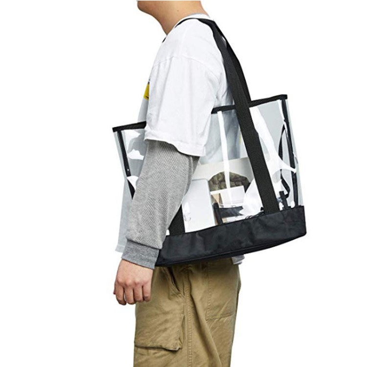 Wholesale cross-border PVC single-shoulder hand-carry supermarket shopping bags, popular makeup bags, large-capacity travel portable storage bags details Picture