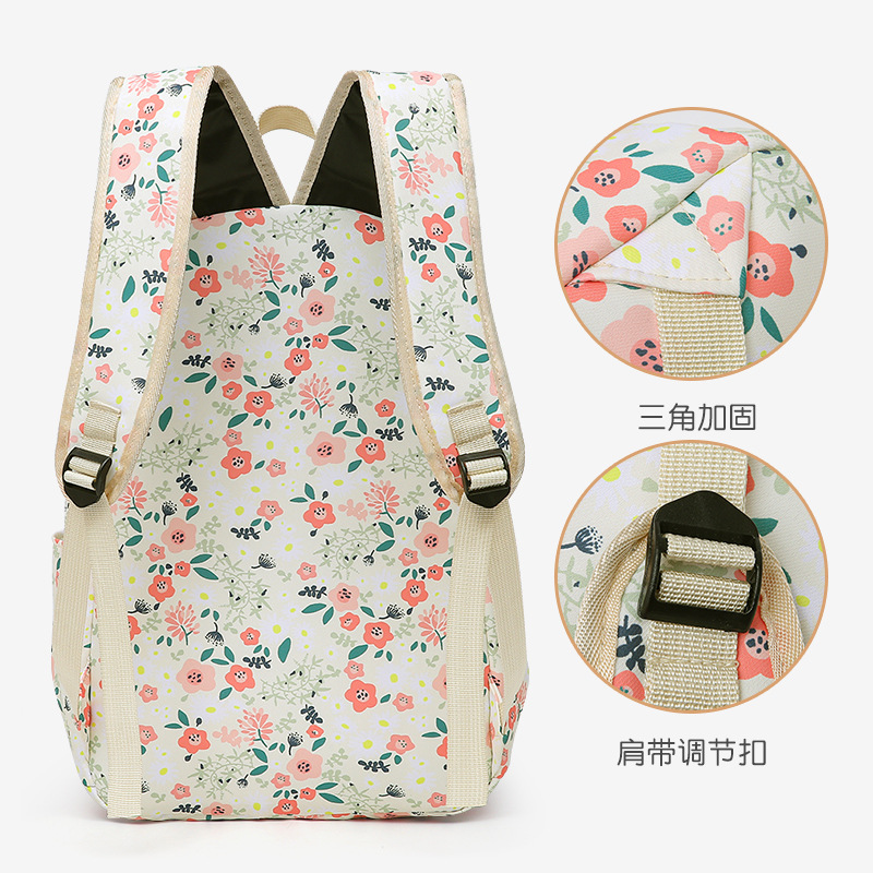 Wholesale of new schoolbags for girls, fresh Korean version junior high school students, large-capacity Japanese-style floral campus casual backpacks Specification drawing