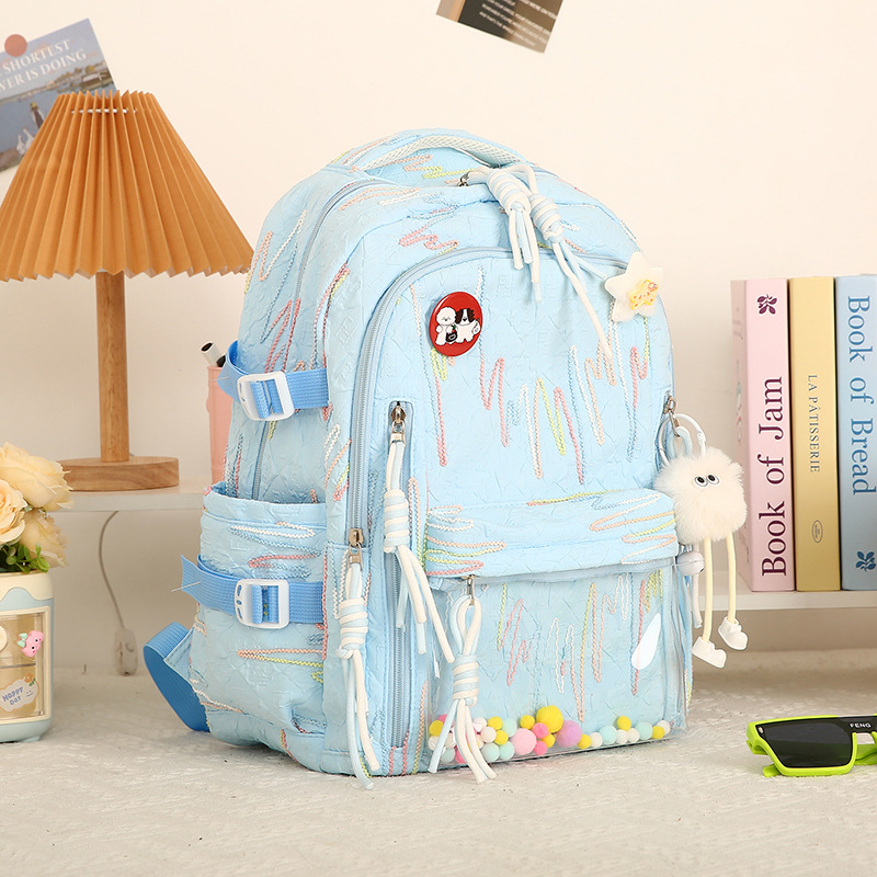 Girls' schoolbag, large-capacity, lighter-load, ultra-light travel study bag for primary school students from grades three to six, transparent pain-relieving bag Specification drawing