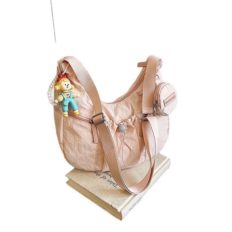 Spring/Summer 2025 ultra-light pleated crossbody bag, student cloth bag, single-shoulder bag, drawstring bag, pleated bag with multiple pockets Item Picture