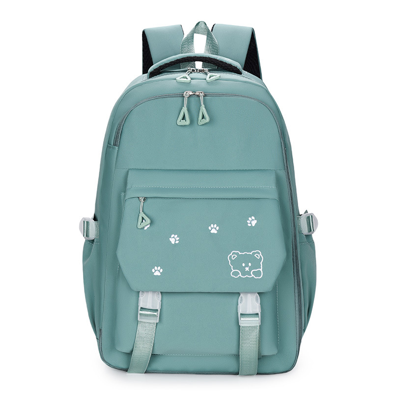 New backpack for primary school students with bear prints, casual and cute children's schoolbag, simple and durable campus backpack Item Picture