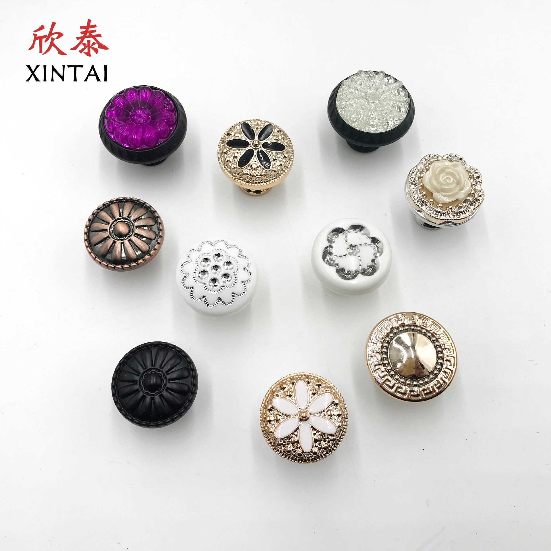 Retro plastic flower-shaped handles for wardrobes, single-hole ABS small handles, cabinet drawer handles, furniture hardware, door handles full figure