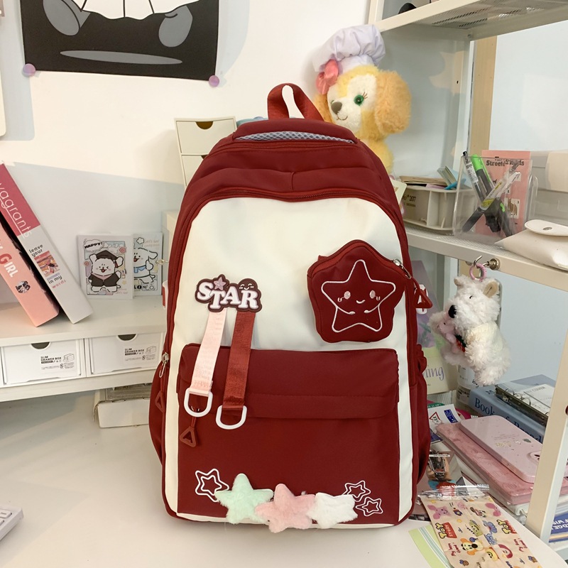 Cute star girl schoolbag, simple and large-capacity junior high school backpack, high appearance level, dirt-resistant campus backpack Application Scenario