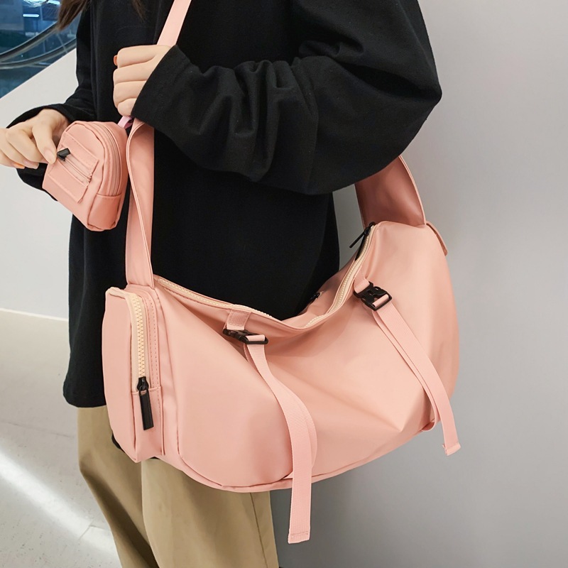 Oxford fabric crossbody bag for women, simple and functional Japanese workwear style single-shoulder bag, large capacity travel bag, sports and fitness bag details Picture