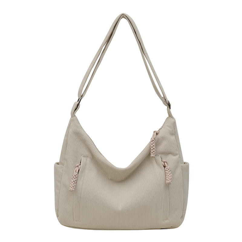 New fashionable and versatile single-shoulder tote bag, crossbody dumpling bag, large-capacity corduroy female college student bag Item Picture