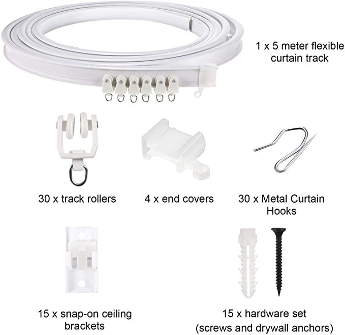 Cross-border retail 1/2/3/4/5-meter curtain track, curved track, bendable arc-shaped curtain slide with accessories full figure
