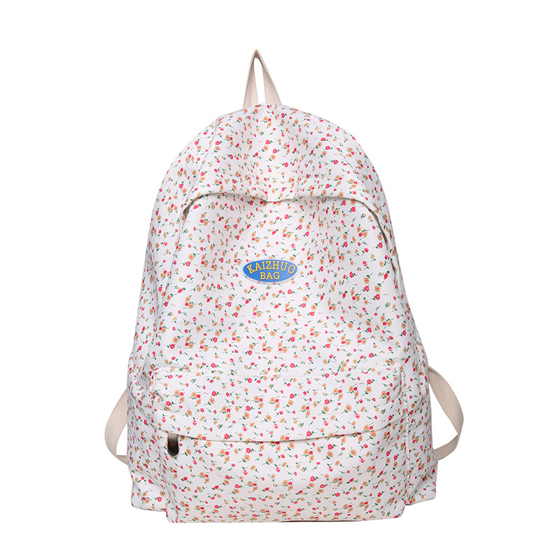 Cross-border, fresh, artistic, retro, Japanese-style, simple and casual student backpack, cute and lightweight, small flower schoolbag Item Picture