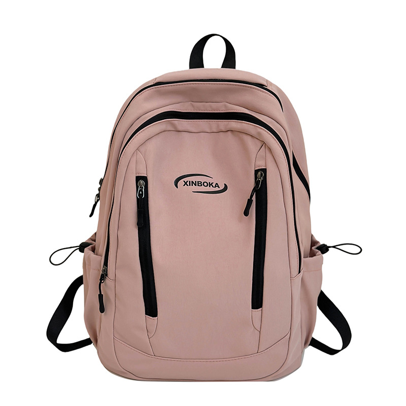 Large-capacity InS-style simple and versatile solid color schoolbag, light and portable couple backpack for junior high school, senior high school and college students' campus style Item Picture