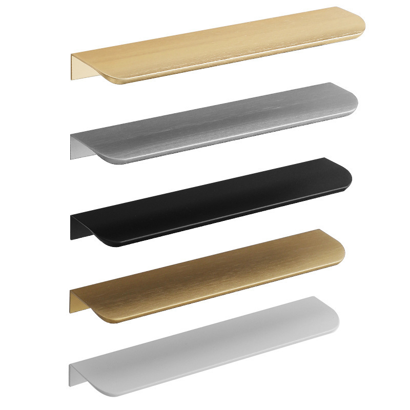 Invisible handle, built-in wardrobe door handle, modern, simple and minimalist, golden cabinet door gap, long side-mounted handle Item Picture