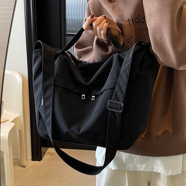 Tote Bag Women 2025 New retro Japanese-style single-shoulder canvas large-capacity casual bag, single-shoulder crossbody bag details Picture