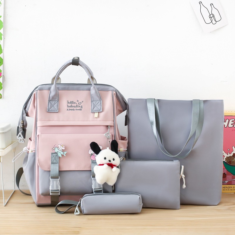 A high-appearance-level four-piece Japanese student schoolbag, fashionable and stylish, large-capacity backpack, a fresh and cute backpack trend for girls full figure