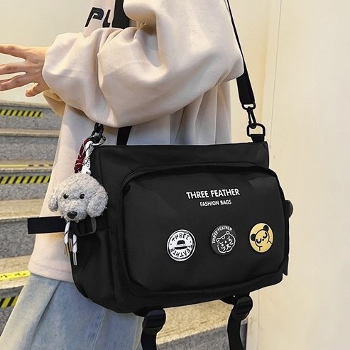 Multi-functional Japanese-style student large-capacity single-shoulder crossbody bag, lightweight unisex bag, couple bag, messenger bag Specification drawing