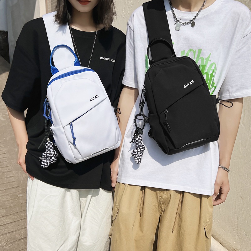 Trendy workwear-style men's chest bag, versatile ins student sports single-shoulder crossbody bag, couple outdoor travel backpack full figure