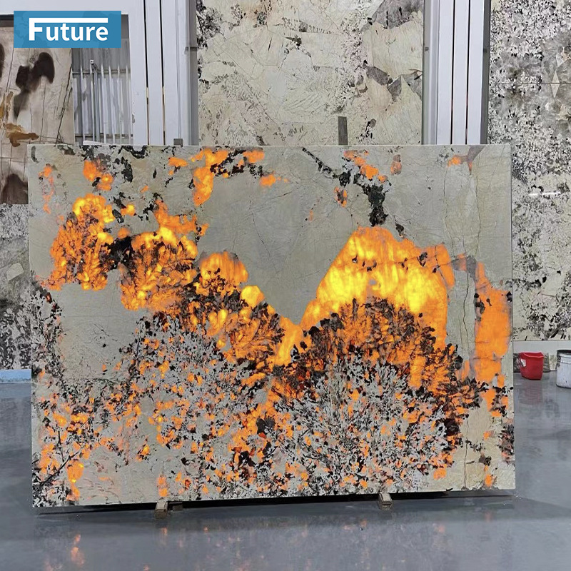 Pandora natural marble luxury stone colorful living room background wall, modern tea table island and dining table top rock plate details Picture
