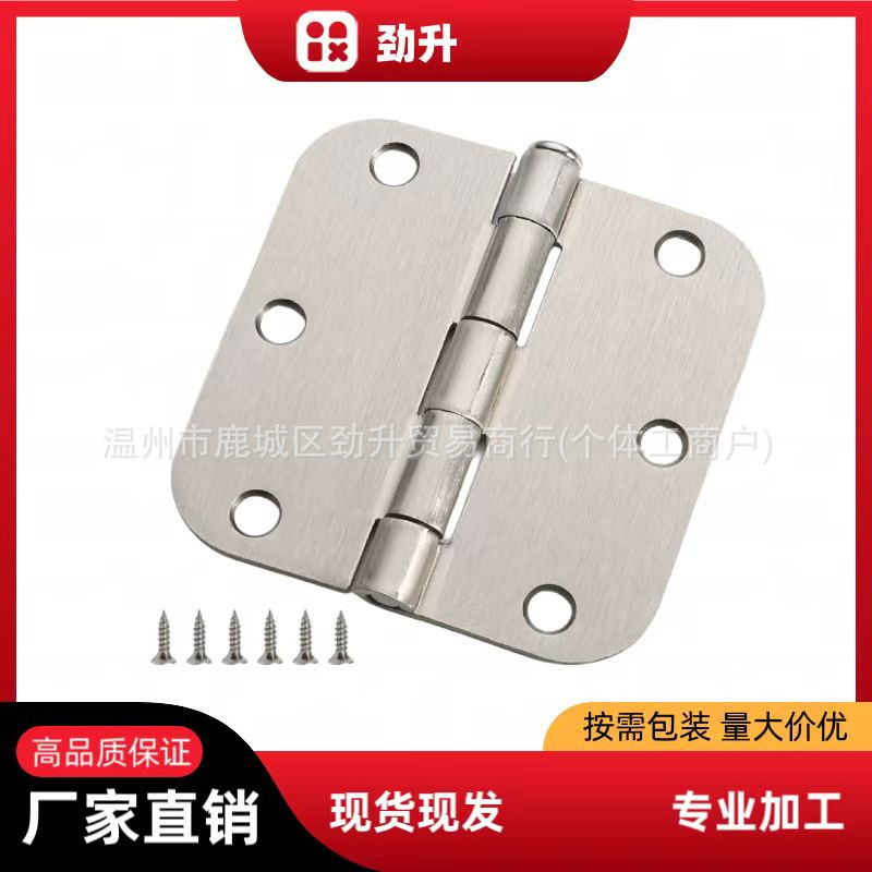 American-style rounded corner hinges, matte black plastic flat opening iron hinges, 3-inch, 3.5-inch, 4-inch large rounded corner civilian door and window hinges details Picture