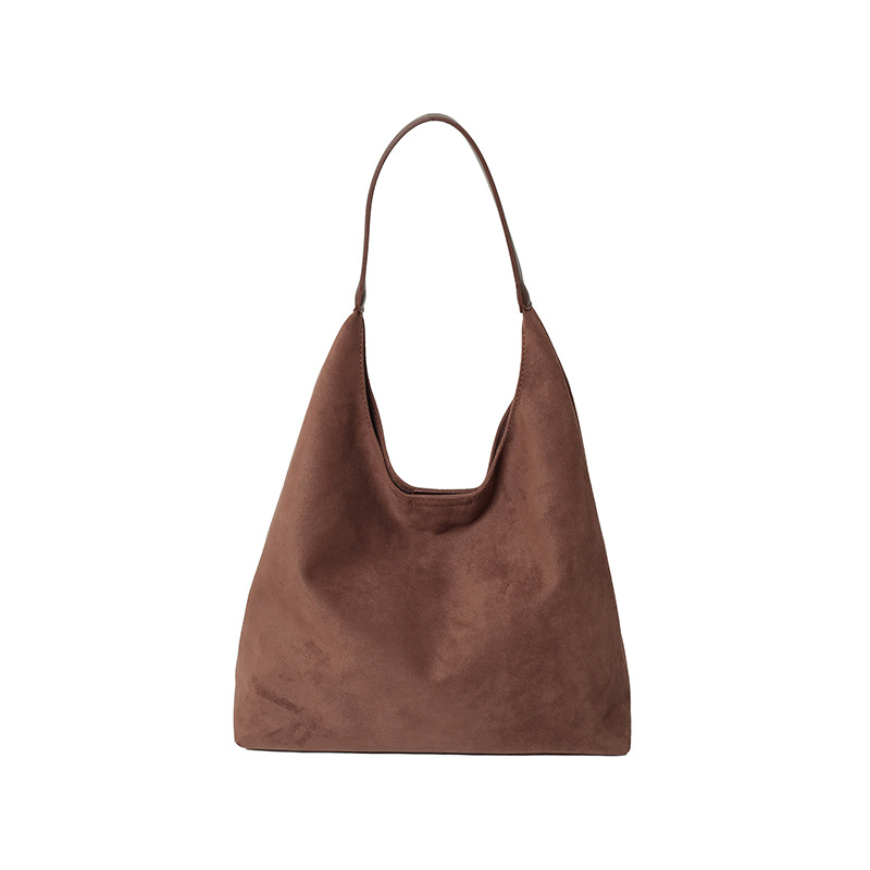 Simple and casual matte suede bag for women, 2024 new early autumn retro single-shoulder bag, high-quality commuting tote bag, large capacity Item Picture