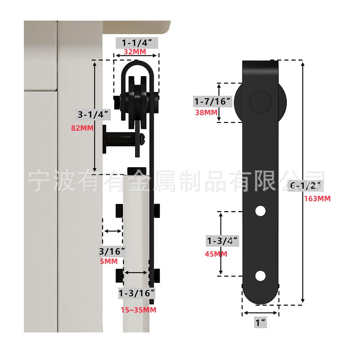 Wholesale hanging rails, sliding tracks, sliding doors, folding doors, mini cabinets, barn doors, TV cabinets, barn door hardware accessories Item Picture